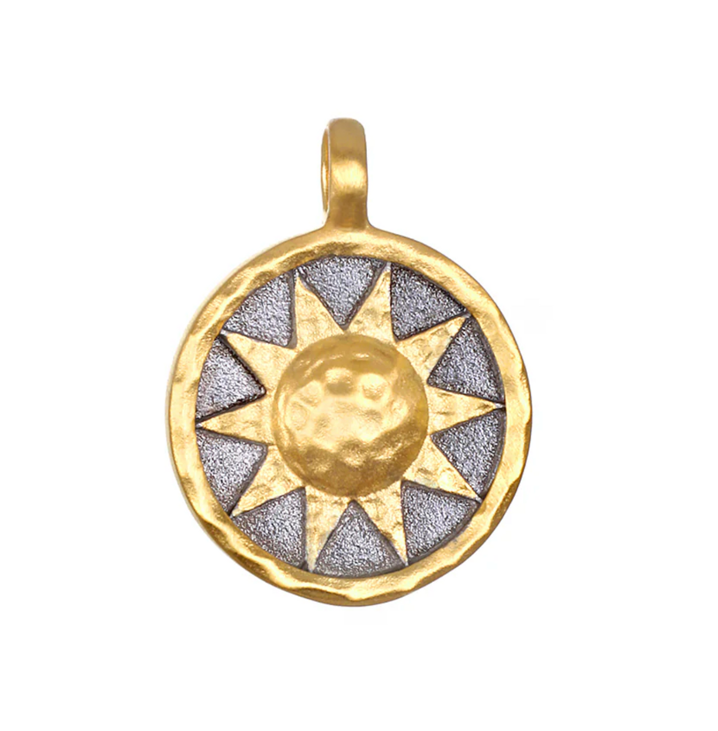 Charms de bronce con forma de sol dorado