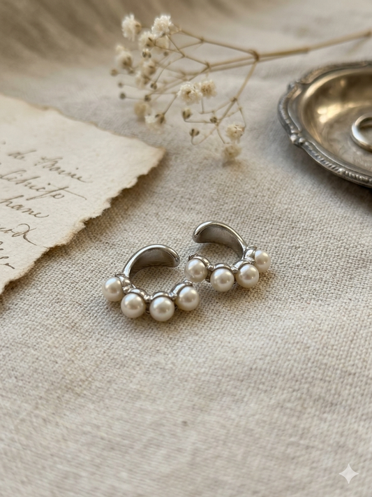 Ear cuff mini Silver pearl